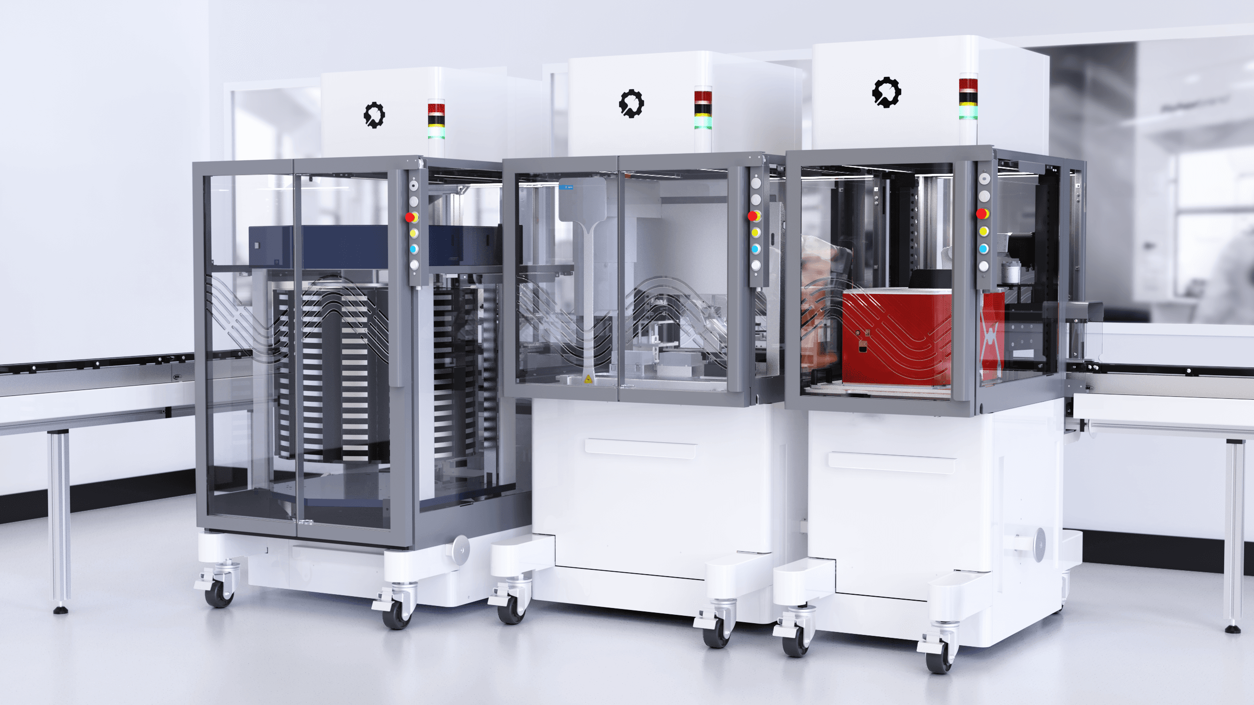 Shows each type our RAC enclousure built to support various types of automation instrumentation
